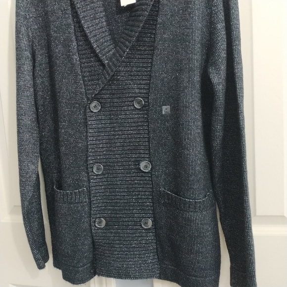 Express Double Breasted Grey Knit Sweater M Tall - Picture 8 of 13